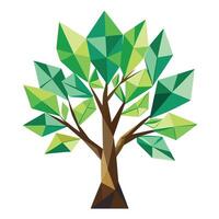 Tech-inspired tree with geometric polygon leaves for modern digital concepts vector