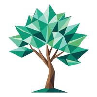 Generated tree with geometric polygon leaves in an abstract digital style vector