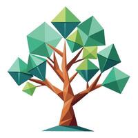 Abstract tree illustration with assorted geometric polygonal elements as leaves vector