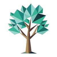 Stylized tree artwork with various geometric polygonal forms creating its foliage vector