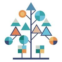 Unique tree graphic showcasing multiple geometric shapes as its branch structure vector