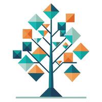 Creative tree design using diverse geometric shapes to form its branches vector