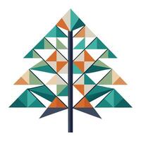 Digital tree artwork generated with geometric triangular patterns as foliage vector