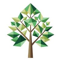 Stylish tree artwork with geometric triangular shapes as its modern foliage Isolated on a white Background vector