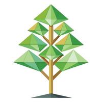 Abstract tree illustration generated with geometric triangles for modern design vector