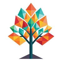 Abstract tree illustration with assorted geometric triangular elements as leaves vector