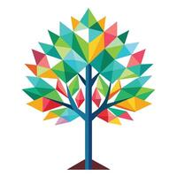 Stylish tree artwork with various geometric triangular forms creating its foliage vector