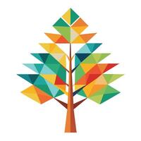 Unique tree graphic showcasing multiple geometric triangular shapes as leaf design vector