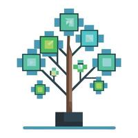 Unique tree graphic featuring radiant digital pixels as its glowing leaf design vector