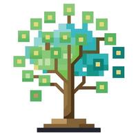 Futuristic tree design with glowing digital pixel patterns forming its leaves vector