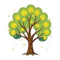 Mystical tree graphic featuring fireflies that glow as its vibrant leaf elements vector