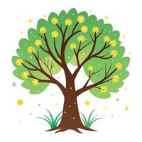 Dreamy tree illustration with bright firefly patterns as its leaf canopy vector