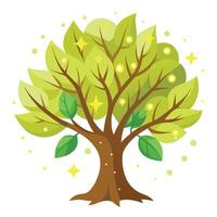 Whimsical tree artwork with luminous firefly-style designs as its foliage vector