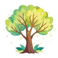 Dreamy tree illustration with bright firefly-esque patterns as leaf canopy vector