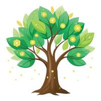 Enchanted tree design with glowing firefly-like shapes forming its leaves vector