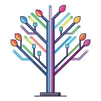 Futuristic tree artwork with bright neon lights as its glowing abstract foliage vector