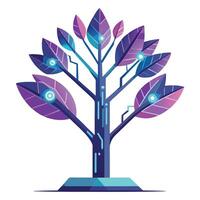 Futuristic tree with vibrant glowing neon leaves for a modern design vector