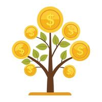 Prosperity tree artwork with golden coins forming its wealth-related foliage vector