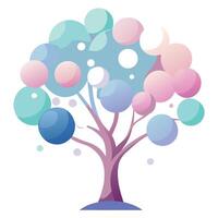Modern tree graphic featuring colorful gradient orbs as its abstract leaves vector