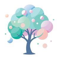 Colorful tree design with gradient bubbles serving as its abstract leaves vector