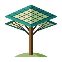 Stylized tree illustration with a geometric grid as its canopy framework vector