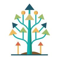 Financial tree artwork with increasing arrows forming its growing branches vector