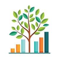 Development tree graphic with upward bar graphs as its symbolic branches vector