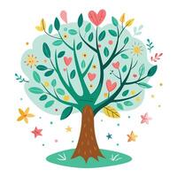 Unique tree artwork with hand-drawn doodle leaf elements for a touch of originality vector