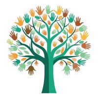 Conceptual tree artwork with hands as branches stretching to the sky signifying potential and development vector