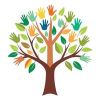 Conceptual tree artwork with hands forming the foliage reaching for the sky symbolizing ambition and achievement vector