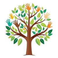 Creative tree illustration with hands as leaves stretching upwards signifying progress and future possibilities vector