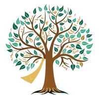 Stylish tree design with handwritten script leaves adding an artistic and personalized touch to visuals vector