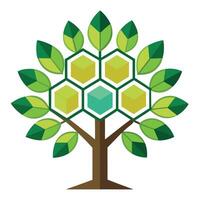 Unique tree graphic showcasing a honeycomb-inspired pattern for its leaf design vector