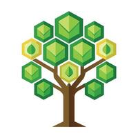 Stylish tree artwork showcasing leaves with a distinctive honeycomb motif and geometric appeal vector