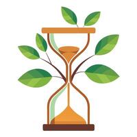 Unique tree graphic featuring hourglass elements and sand as its leaf design vector