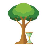Unique tree graphic featuring an hourglass form as its abstract canopy vector