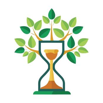 Symbolic tree artwork with hourglass shaped foliage representing the transient nature of time and life vector