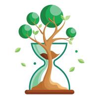 Conceptual tree artwork with an hourglass-shaped trunk and cascading sand foliage vector