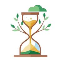 Conceptual tree artwork with an hourglass forming the trunk and sand cascading as foliage representing the transience of time vector