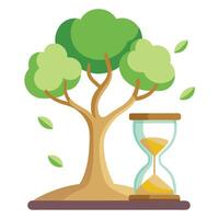 Unique tree graphic featuring an hourglass trunk with falling sand as its leaves vector