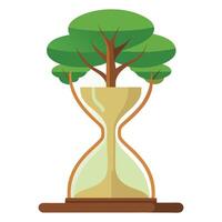 Minimalist tree artwork with an hourglass silhouette as its abstract trunk vector