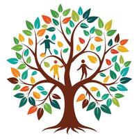 Unique tree graphic featuring human form outlines as its leaf design vector