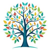 Unique tree graphic featuring human form outlines as its abstract leaves vector