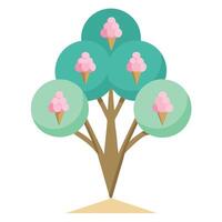 Sweet tree illustration with ice cream cone shapes for its branch design vector