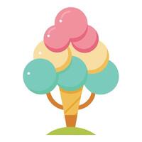 Yummy tree illustration with ice cream cones instead of branches adding a playful and sweet touch vector