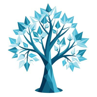 Stylish tree design with ice crystal shaped leaves adding a touch of winter magic to visuals