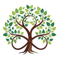 Artistic tree artwork with branches and leaves forming infinity loops representing forever and limitlessness vector