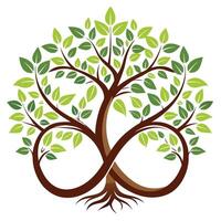 Conceptual tree illustration featuring infinity loop branches and leaves conveying timelessness and continuity vector