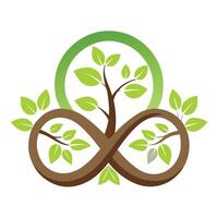 Creative tree design featuring infinity loop foliage conveying themes of timelessness and continuity vector