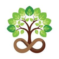 Modern tree illustration with leaves shaped as infinity loops symbolizing unending cycles and concepts vector